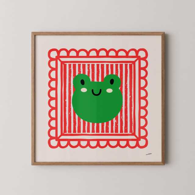 Playful Frog Print - Animal Illustration Kids Wall Art Playroom Home Decor Nursery Living Bedroom - image 1