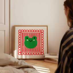 Playful Frog Print - Animal Illustration Kids Wall Art Playroom Home Decor Nursery Living Bedroom - thumbnail 2