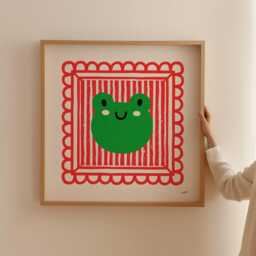 Playful Frog Print - Animal Illustration Kids Wall Art Playroom Home Decor Nursery Living Bedroom - thumbnail 3