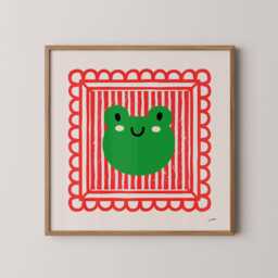 Playful Frog Print - Animal Illustration Kids Wall Art Playroom Home Decor Nursery Living Bedroom - thumbnail 1
