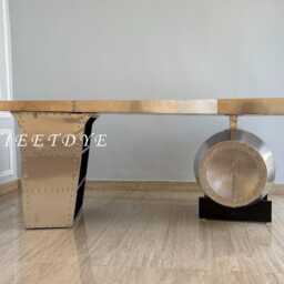 Aviator Desk Silver Aluminum Airplane Design Office Table Furniture - thumbnail 3