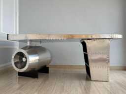 Aviator Desk Silver Aluminum Airplane Design Office Table Furniture