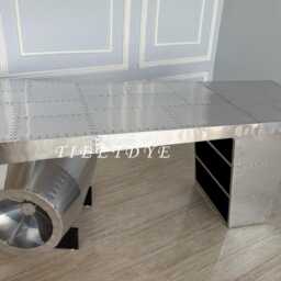 Aviator Desk Silver Aluminum Airplane Design Office Table Furniture - thumbnail 2