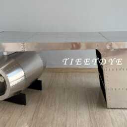 Aviator Desk Silver Aluminum Airplane Design Office Table Furniture - thumbnail 4