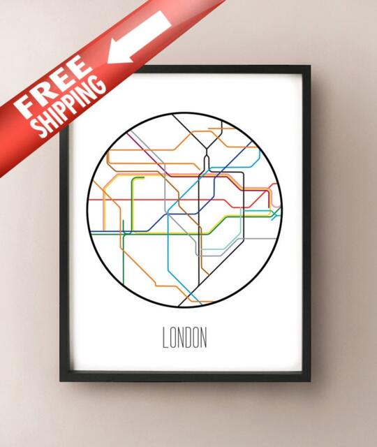 London, England - Minimalist Metro Subway Art Print London Tube Map - image 1
