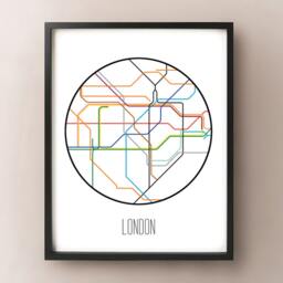 London, England - Minimalist Metro Subway Art Print London Tube Map - thumbnail 2