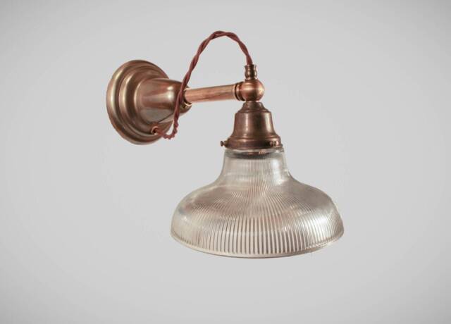 Antique Victorian Wall Sconce - Art Deco Lamp with Glass Holophane Steampunk Light Pharmacy Cafe Hallway Bedside Kitchen Bathroom - image 1