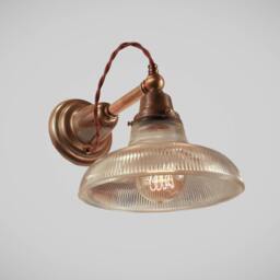 Antique Victorian Wall Sconce - Art Deco Lamp with Glass Holophane Steampunk Light Pharmacy Cafe Hallway Bedside Kitchen Bathroom - thumbnail 2