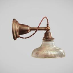 Antique Victorian Wall Sconce - Art Deco Lamp with Glass Holophane Steampunk Light Pharmacy Cafe Hallway Bedside Kitchen Bathroom - thumbnail 3