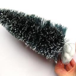 Large Flocked Bottle Brush Christmas Tree-8.5 Inch Snowy Pine Tree-Oh Tree-Retro Putz Village-Holiday Table Top-Forest Evergreens - thumbnail 3