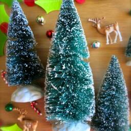 Large Flocked Bottle Brush Christmas Tree-8.5 Inch Snowy Pine Tree-Oh Tree-Retro Putz Village-Holiday Table Top-Forest Evergreens - thumbnail 2