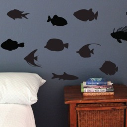 Fish Wall Decals, Set Of 10, Ocean Beach House Bedroom Bathroom Stickers Removable Fish Tropical - thumbnail 2