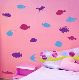 Fish Wall Decals, Set Of 10, Ocean Beach House Bedroom Bathroom Stickers Removable Fish Tropical - thumbnail 1
