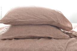 Duvet Cover Set & Pillow With Envelope Closures Rose Brown Color Stone Washed Seamless Full King Quilt Linen Duvet Cover Full - thumbnail 4