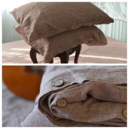 Duvet Cover Set & Pillow With Envelope Closures Rose Brown Color Stone Washed Seamless Full King Quilt Linen Duvet Cover Full