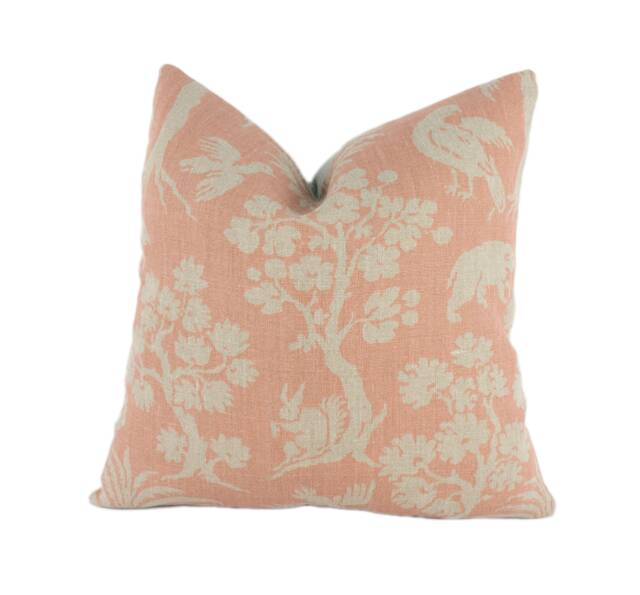 Schumacher - Woodland Silhouette Blush Charming Flora & Fauna Designer Cushion Cover Handmade Throw Pillow Luxury Home - image 1