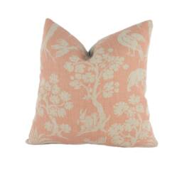 Schumacher - Woodland Silhouette Blush Charming Flora & Fauna Designer Cushion Cover Handmade Throw Pillow Luxury Home - thumbnail 1