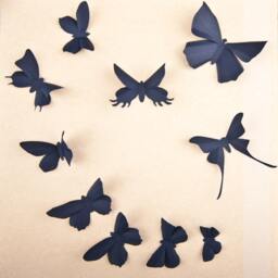 3D Wall Butterflies Navy Blue Butterfly Silhouettes For Home Art Decor, Nursery, Children's Room - thumbnail 2