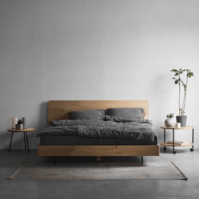 Handmade Oak Bed Frame Minimalist Scandinavian Wolke Loft Design - image 1