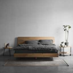 Handmade Oak Bed Frame Minimalist Scandinavian Wolke Loft Design - thumbnail 1