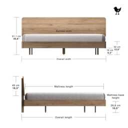 Handmade Oak Bed Frame Minimalist Scandinavian Wolke Loft Design - thumbnail 4