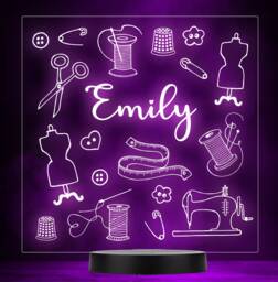 Sewing Fashion Hobby Craft Textiles Personalised Colour Change Lamp Night Light - thumbnail 1