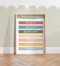 Colourful Days Of The Week Print, Educational Learning Poster, Classroom Decor, Education Montessori Neutral Playroom Prints - thumbnail 1