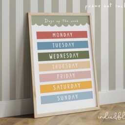 Colourful Days Of The Week Print, Educational Learning Poster, Classroom Decor, Education Montessori Neutral Playroom Prints - thumbnail 2