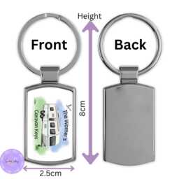 Personalized Caravan Metal Keyring Custom Text, Campervan Gift - thumbnail 2