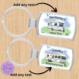 Personalized Caravan Metal Keyring Custom Text, Campervan Gift