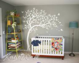 White Tree Wall Decals Nursery Large Decal Kids Room Art Decor Mural Sticker 032R - thumbnail 1