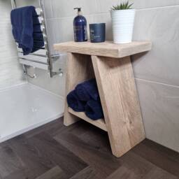 Rustic Bathroom Stool, Towel Storage, Milking Stool. Vanity - thumbnail 3