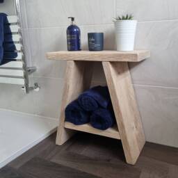Rustic Bathroom Stool, Towel Storage, Milking Stool. Vanity - thumbnail 2