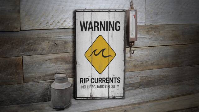 High Current Zone Sign, Ocean Lover Decor Gift Surfers Lifestyle, Decor, Wooden Sale Wall - Old Sign - image 1