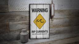 High Current Zone Sign, Ocean Lover Decor Gift Surfers Lifestyle, Decor, Wooden Sale Wall - Old Sign - thumbnail 1