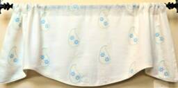 Embroidered Paisley-Window Valance Lined & Corded Rod Pocket Scalloped Linen Fabric Made To Order - thumbnail 1