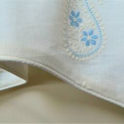 Embroidered Paisley-Window Valance Lined & Corded Rod Pocket Scalloped Linen Fabric Made To Order - thumbnail 3