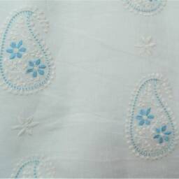 Embroidered Paisley-Window Valance Lined & Corded Rod Pocket Scalloped Linen Fabric Made To Order - thumbnail 2