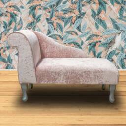 Handmade Mini Chaise Longue Coral Pink Crushed Velvet Accent Sofa - thumbnail 3