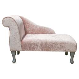Handmade Mini Chaise Longue Coral Pink Crushed Velvet Accent Sofa - thumbnail 2