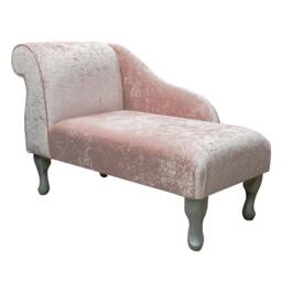 Handmade Mini Chaise Longue Coral Pink Crushed Velvet Accent Sofa - thumbnail 1