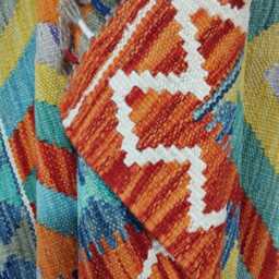 Tribal Kilim Rug, Handmade Artisan Afghan Turkish Scandinavian Navajo Bohemian Flatweave Wool Rug 128x80 cm - thumbnail 4