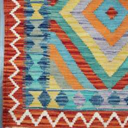 Tribal Kilim Rug, Handmade Artisan Afghan Turkish Scandinavian Navajo Bohemian Flatweave Wool Rug 128x80 cm - thumbnail 2