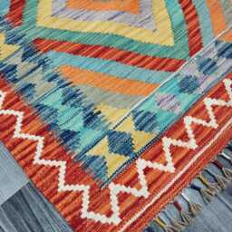 Tribal Kilim Rug, Handmade Artisan Afghan Turkish Scandinavian Navajo Bohemian Flatweave Wool Rug 128x80 cm - thumbnail 3