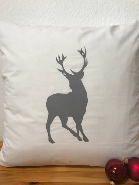 Country Style Cushion Cover Pillow Christmas White/Gray 40x40cm - image 1