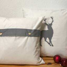 Country Style Cushion Cover Pillow Christmas White/Gray 40x40cm - thumbnail 3