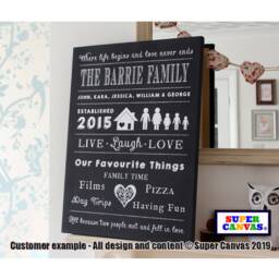 Family Word Art Personalised Handmade Wall Hanging Framed Canvas Print Wife Husband Mum Dad Friend Fathers Day Birthday Gift - thumbnail 2