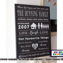 Family Word Art Personalised Handmade Wall Hanging Framed Canvas Print Wife Husband Mum Dad Friend Fathers Day Birthday Gift - thumbnail 3