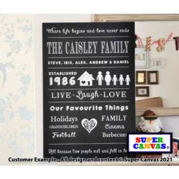 Family Word Art Personalised Handmade Wall Hanging Framed Canvas Print Wife Husband Mum Dad Friend Fathers Day Birthday Gift - thumbnail 4