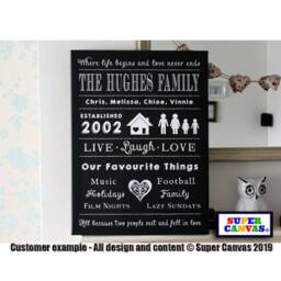 Family Word Art Personalised Handmade Wall Hanging Framed Canvas Print Wife Husband Mum Dad Friend Fathers Day Birthday Gift - thumbnail 1